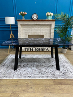 Кухонный раздвижной стол "Гранд", чёрный мрамор