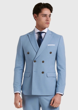 Мужской двубортный костюм (голубой) А99
