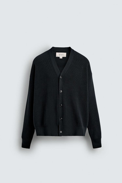 ZARA КАРДИГАН КЛАССИЧЕСКОГО КРОЯ ИЗ ХЛОПКА, МОРСКОЙ ТЕМНО-СИНИЙ