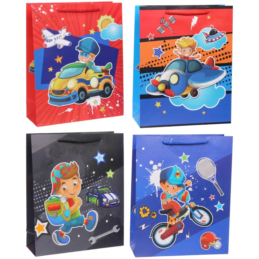 Пакет подарочный «Весёлый транспорт» 26*32*10 см, микс