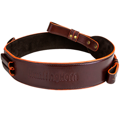 Погонный ремень-патрон кожанный, темно коричневый