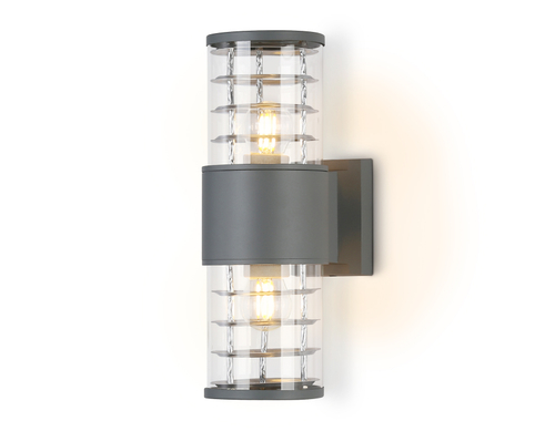 Светильник уличный настенный архитектурный ST2523/2 GR/CL серый/прозрачный IP54 E27/2 max 11W 305*110*155