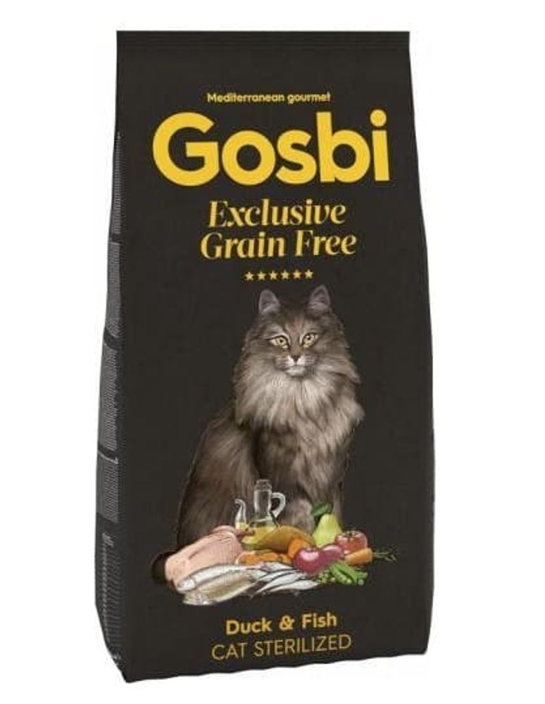 GOSBI CAT EXCLUSIVE GRAIN FREE STERILIZED DUCK &amp; FISH корм для стерил. кошек 400 г