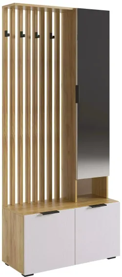 Прихожая Бери 800х350х1826 (Дуб крафт золотой/Белое дерево)