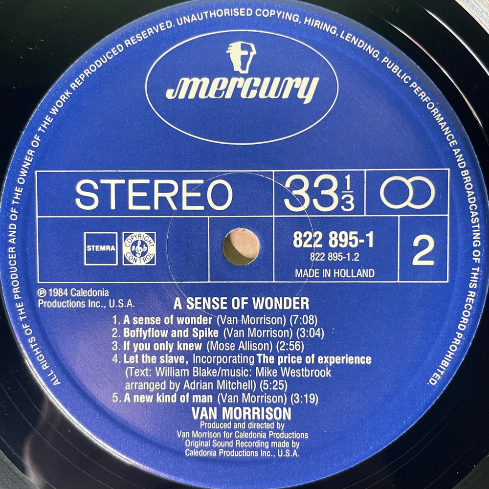 Van Morrison ‎– A Sense Of Wonder (Голландия 1984г.)
