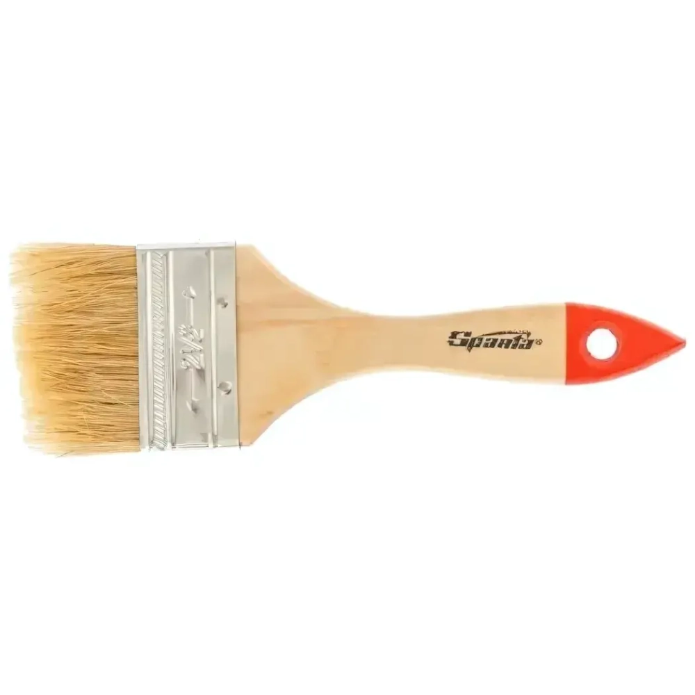 Кисть плоская Slimline 2.5» (63 мм), натуральная щетина, деревянная ручка Sparta