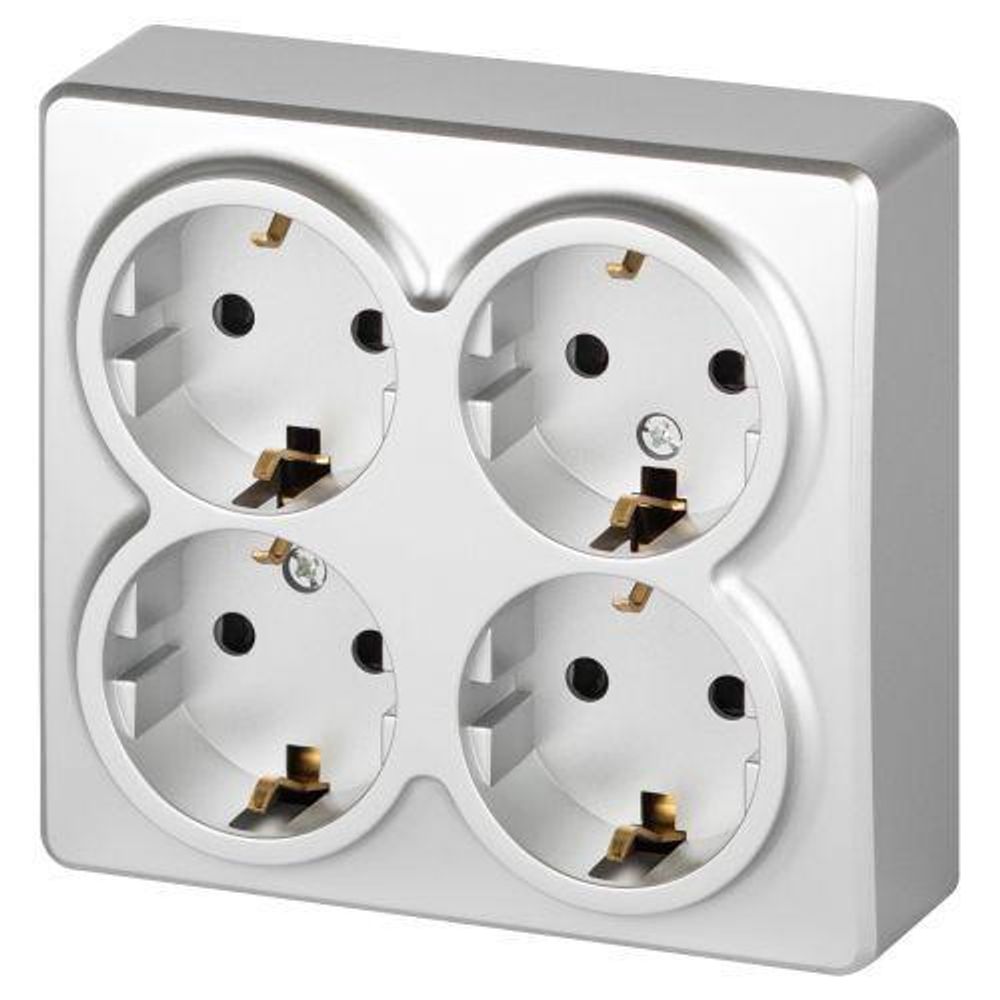 Розетка 4-м ОП Эксперт 11-2211-03 16А IP20 250В 4х2P+E Schuko с заземл. защ. шторки алюм. Эра Б0063022 Розетка 4-м ОП Эксперт 11-2211-03 16А IP20 250В 4х2P+E Schuko с заземл. защ. шторки алюм. Эра Б0063022