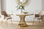 Стол обеденный Garda Decorенный Garda Decor искусственный мраморор Бьянка Луна (Bianca Luna), зол d120*75