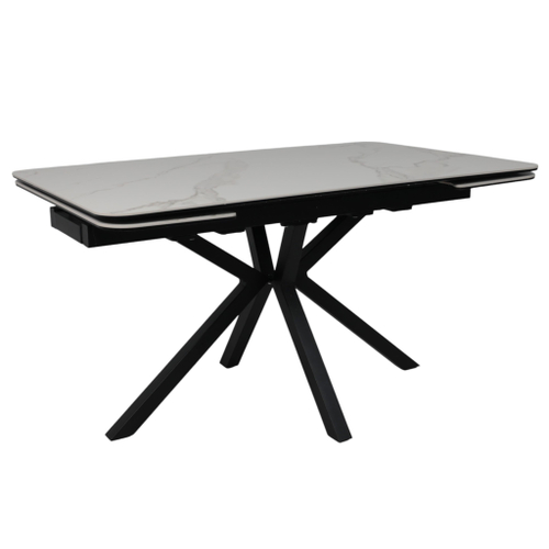 Стол Рейн 1400(2040)х900 керамика 0 кат.,+опоры (пленка Черный глянец / керамогранит Greys white)