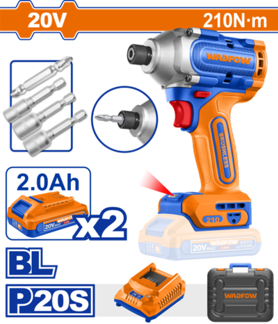 Шуруповерт аккумуляторный 20В, 210 Нм, б/щ (5) WADFOW WCD2B21