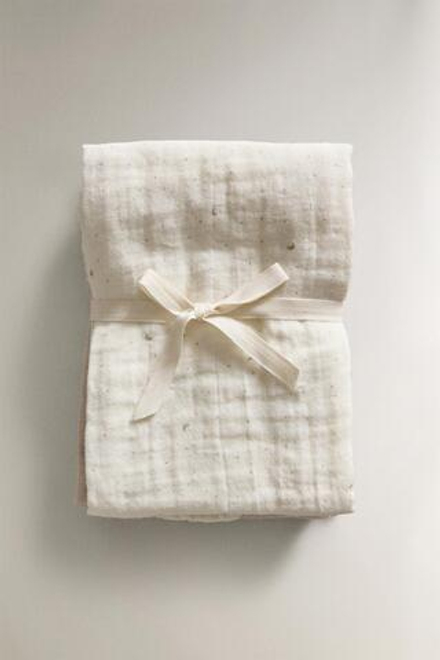 ZARA HOME НАБОР МУСЛИНОВЫХ ПЕЛЕНОК, ЦВЕТ СЛОНОВОЙ КОСТИ
