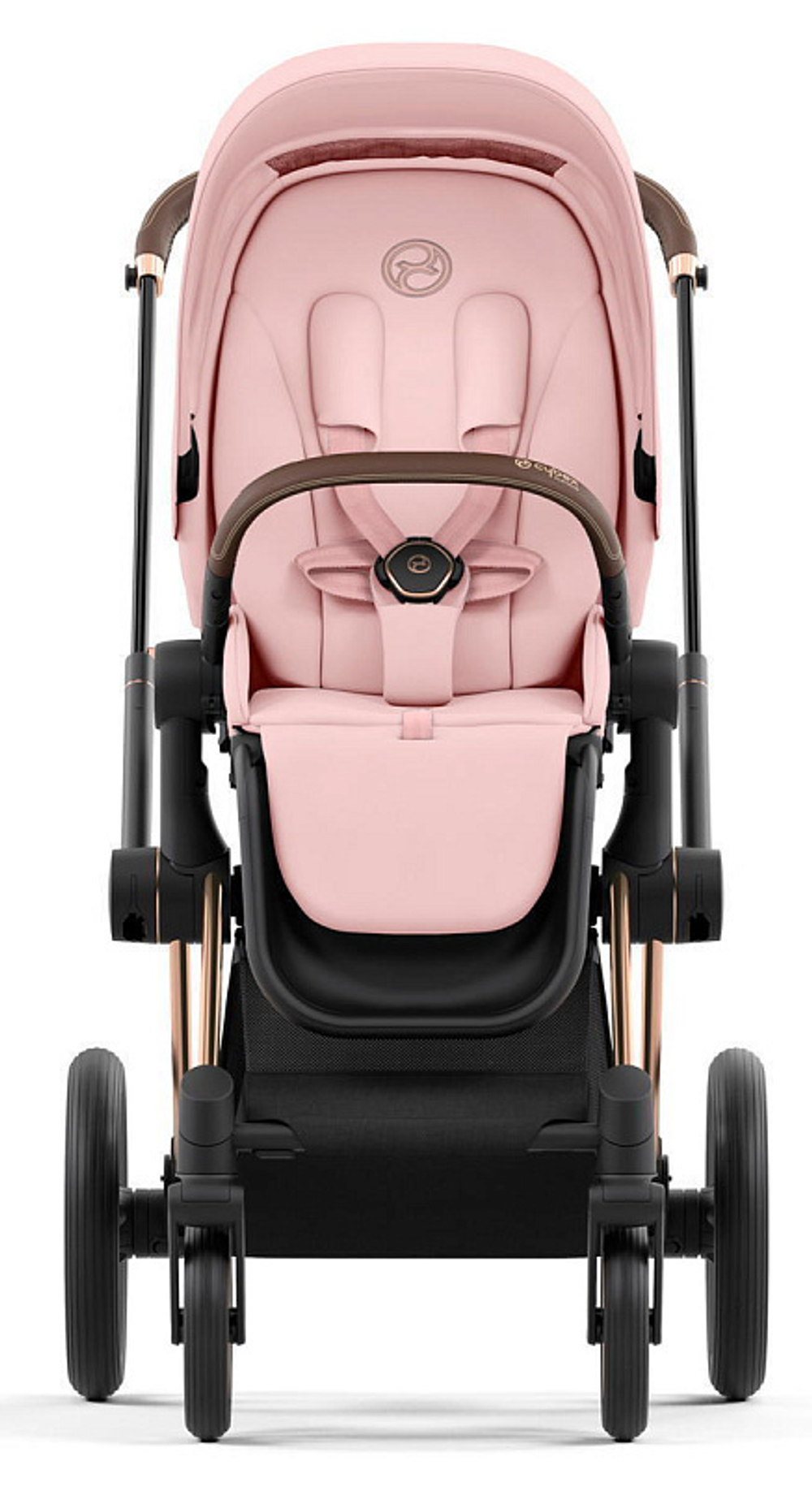 Коляска 3 в 1 Cybex Priam IV Rosegold complete и автокресло Cloud T i-Size Leaf Green Plus Peach Pink