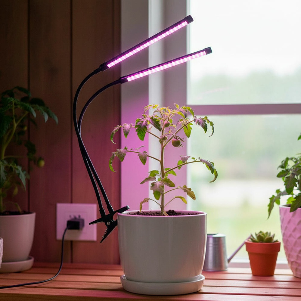 Светильник для растений светодиодный, 42 LED лампы, 10Вт, на прищепке, Black