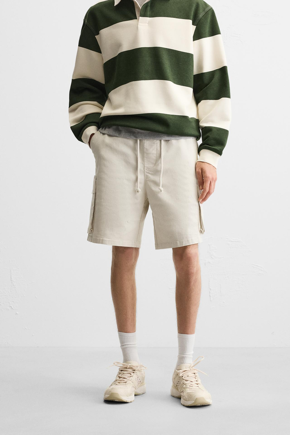 ZARA ШОРТЫ КАРГО, КАМЕННО-СЕРЫЙ