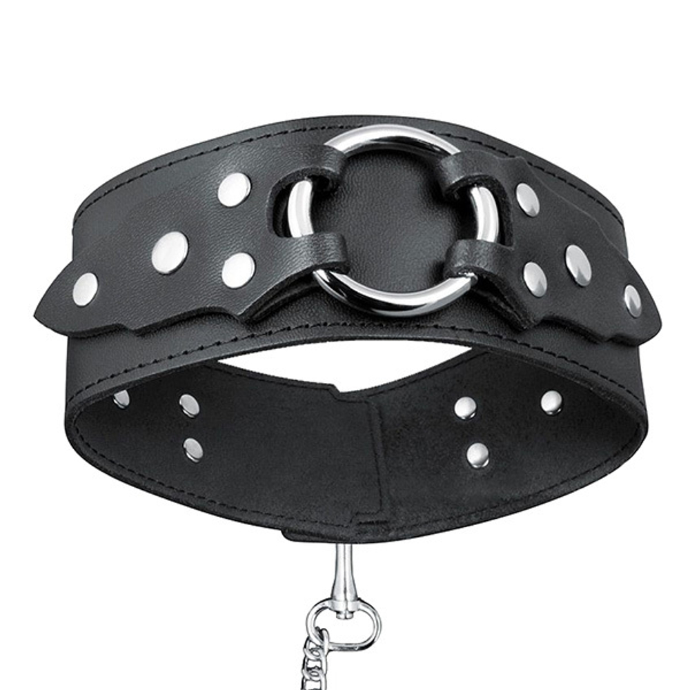 Брутальный кожаный ошейник с поводком Bior Toys Notabu Real Leather NTB-80706