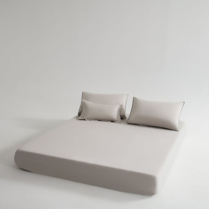 Комплект постельного белья на резинке Однотонный Сатин Элитный «Серый жемчуг»