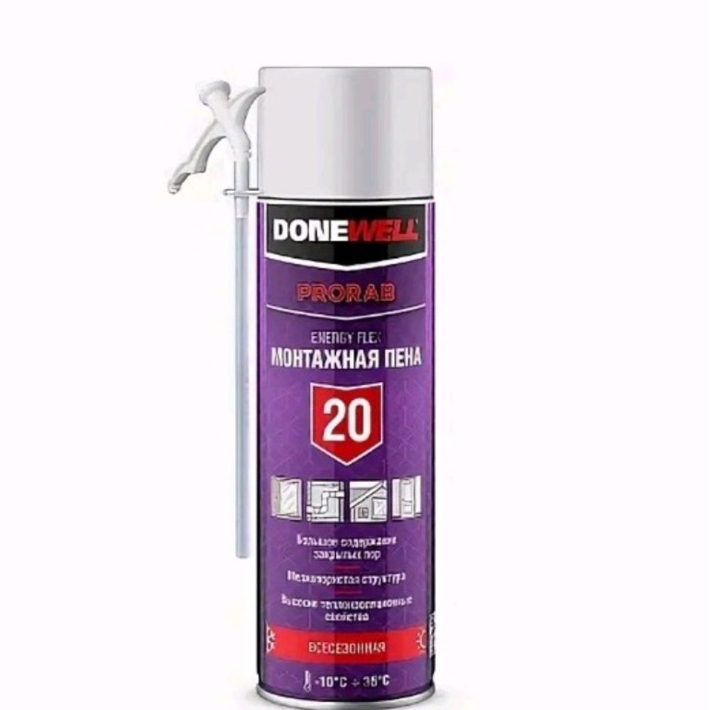 Пена монтажная DONEWELL Energy Flex  20л бытовая всесезон.  650мл (400г) / DPН06U20