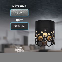 Светильник настенно-потолочный спот ЭРА OL49 BK GX53 IP20 черный