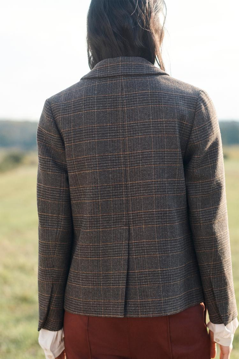 ZARA БЛЕЙЗЕР ИЗ СМЕСОВОЙ ШЕРСТИ, КОРИЧНЕВЫЙ