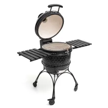Керамический угольный гриль DinoEgg Classic Black, 46 см, с ножками и столиками