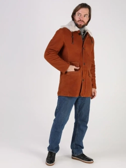 Дубленка зимняя натуральная с капюшоном