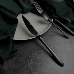 Нож столовый 23,5 см матовый черный цвет PVD   [12]