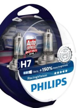 Автолампа H7 12V 55W (PX26d) Philips +150% Racing Vision (кт2шт) Р-12972RV-2