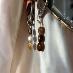 Комплект: Браслет, Серьги и Брошь-булавка. Агат, Жемчуг