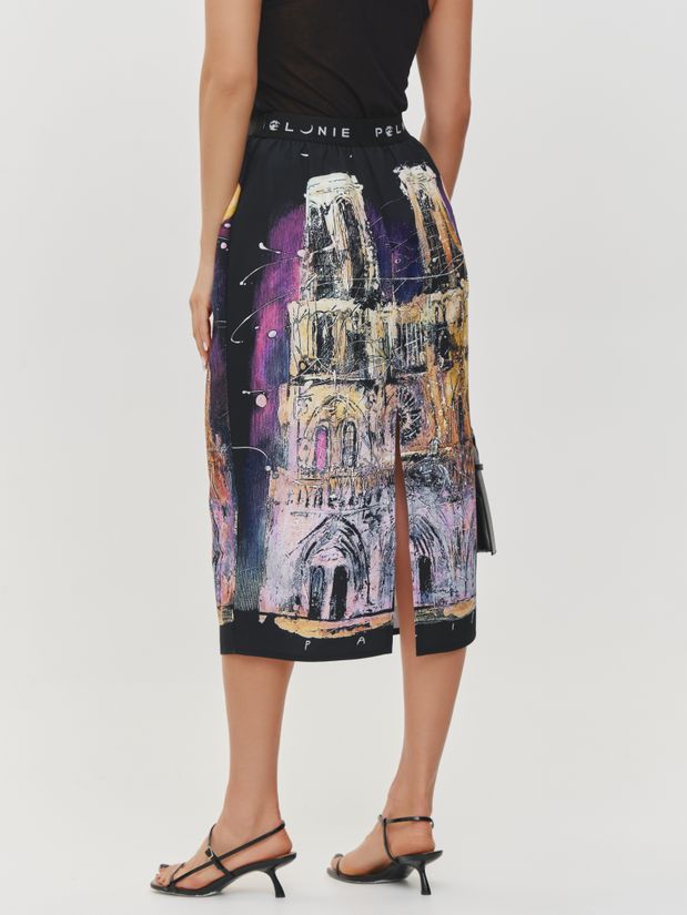 Юбка миди с принтом "ПАРИЖ"
