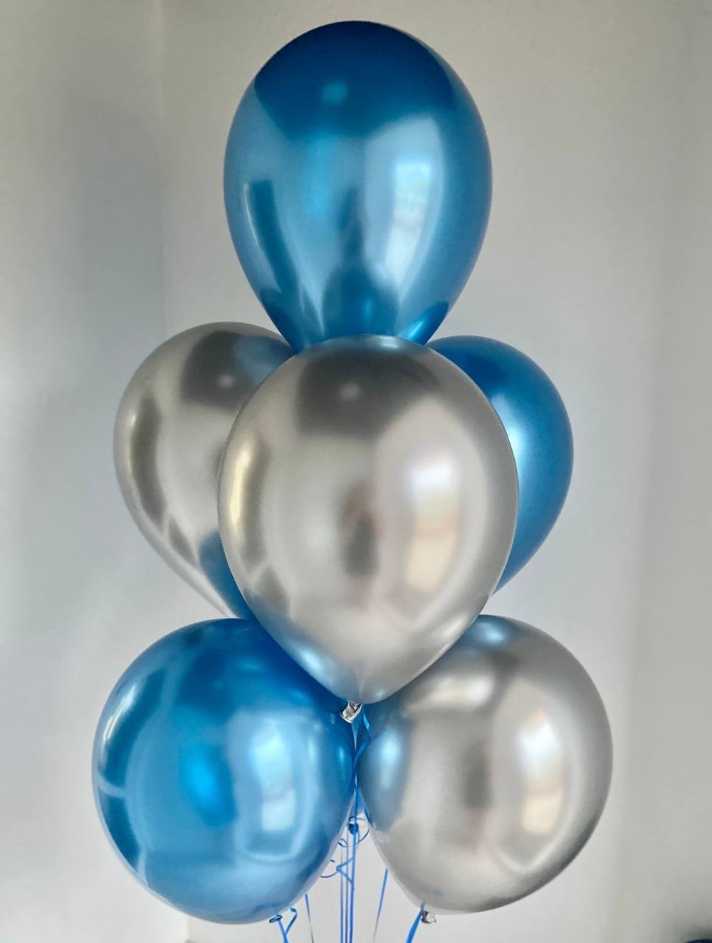 Воздушные шары хром синий/серебро №1397