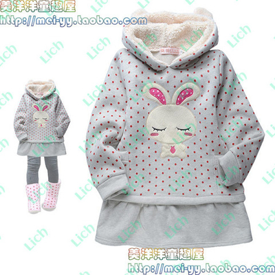 Худи-платье детское с аппликацией кролика