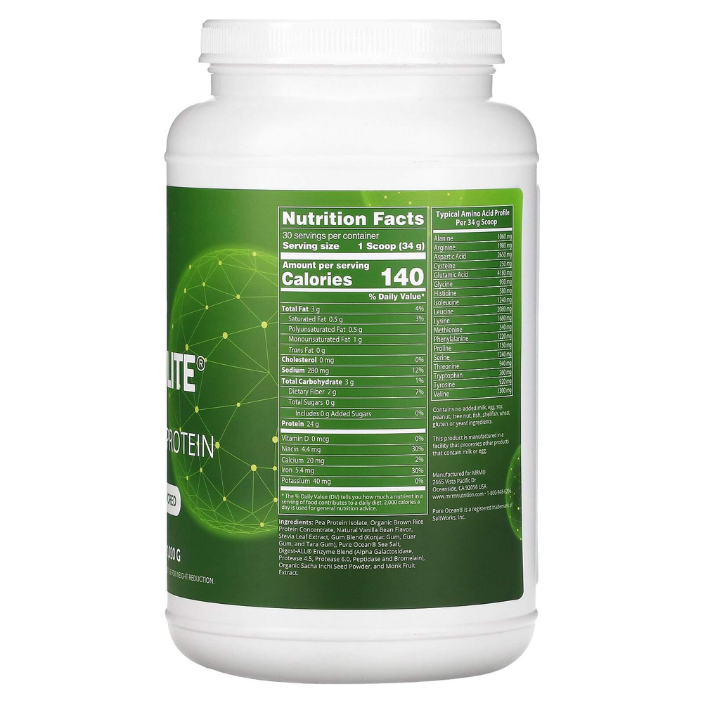 MRM Nutrition, Veggie Elite, Performance Protein, вегетарианский протеин для повышения продуктивности, стручки ванили, 1020 г (2,2 фунта)