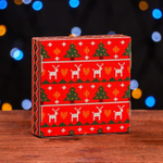 Подарочная коробка сборная с окном "Новогодний орнамент", 11,5 х 11,5 х 3 см