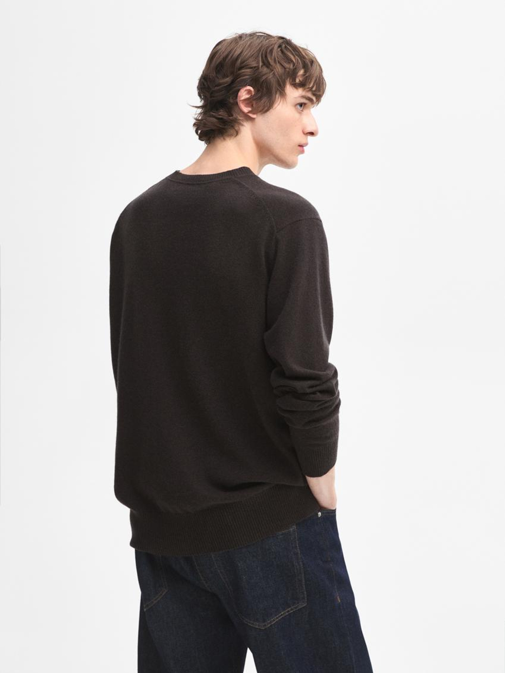 Massimo Dutti Джемпер из 100% кашемира с круглым вырезом, серый