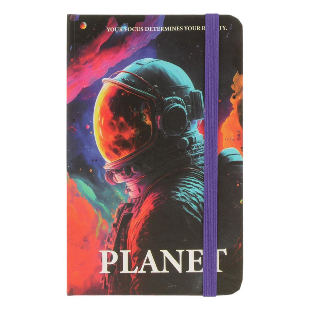 Записная книжка "Космос" А6 80 л, линия, на резинке твердый переплет,14*8,8см, 4 дизайна микс , С-30