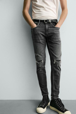 ZARA ДЖИНСЫ SKINNY FIT, СЕРЫЙ