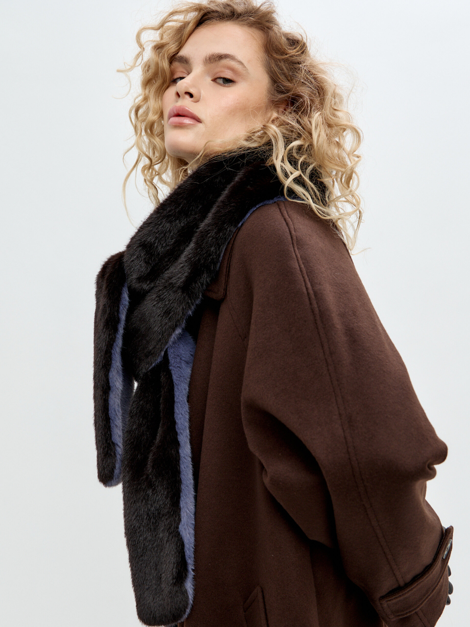 Шарф двухсторонний, черный и голубой