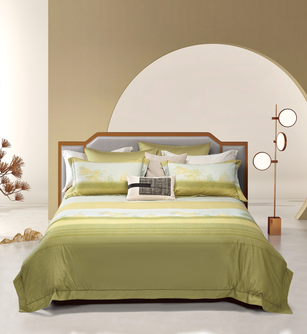 КПБ евро "Тепло природы", цв. зелёный (хлопок) под:200х230см, пр:245х250, нав:48х74см (2шт)