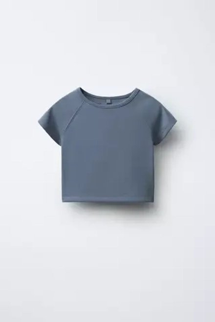ZARA ФУТБОЛКА С ВЫРЕЗОМ, СЕРЫЙ