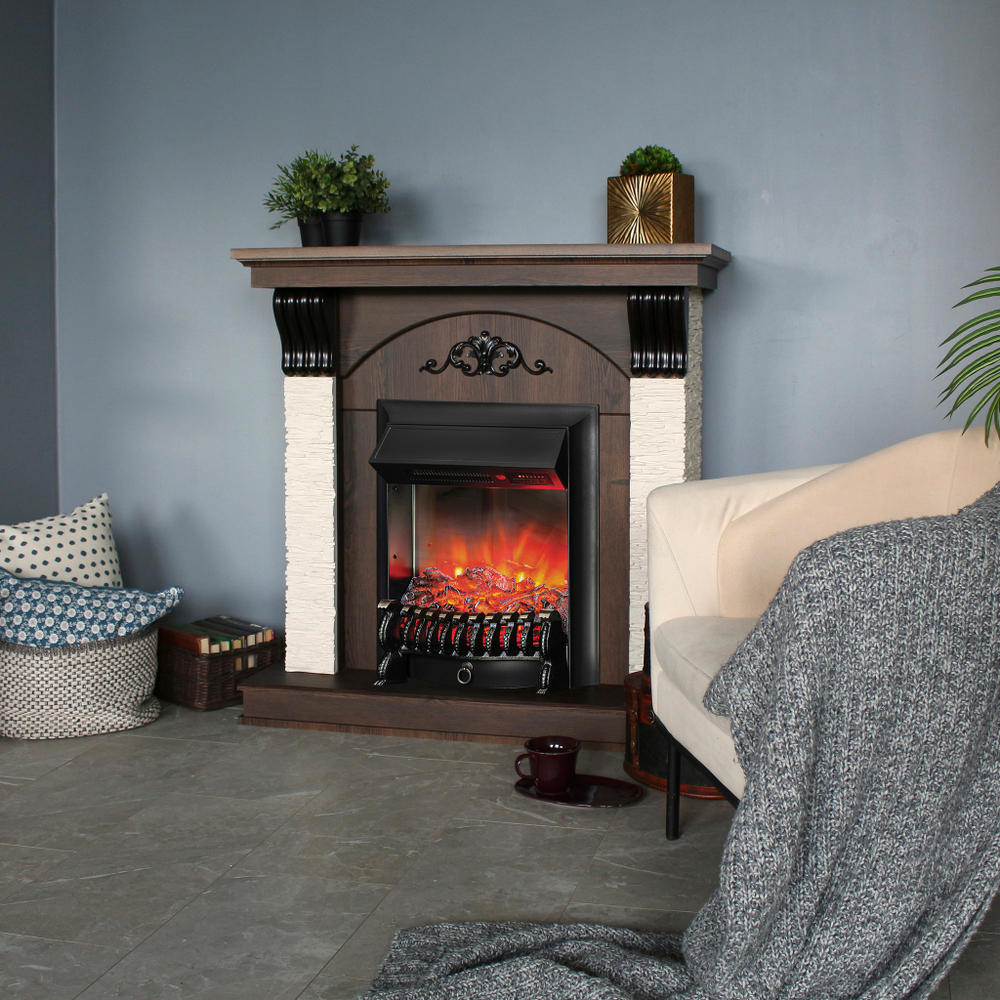 Каминокомплект Real Flame Corfino NT с очагом Fobos Lux Black RC