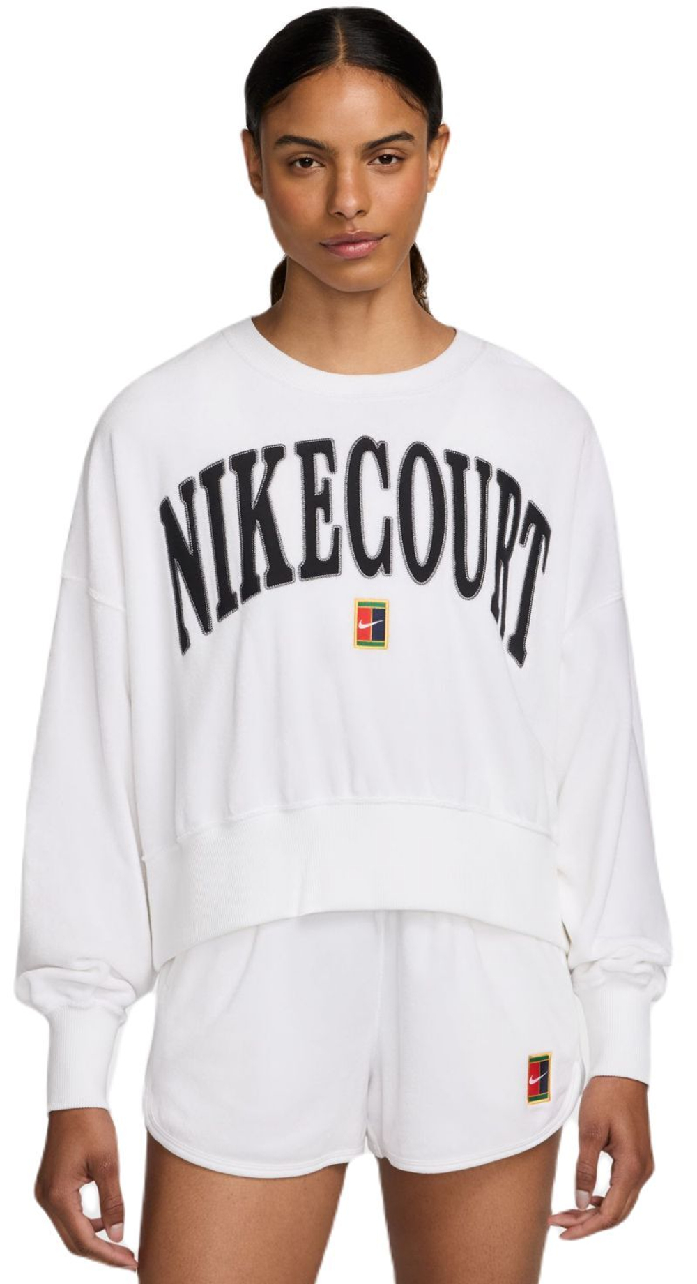 Женская Кофта теннисная Nike Court Heritage Oversized Crew-Neck Graphic Tennis - белый