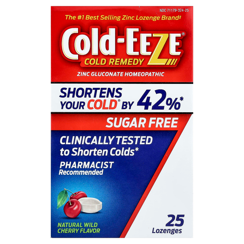 Cold Eeze, средство от простуды, глюконат цинка, натуральная дикая вишня, 25 пастилок