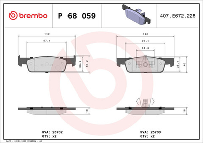 BREMBO - P68059X-BRB - Brake Pad Set, disc brake