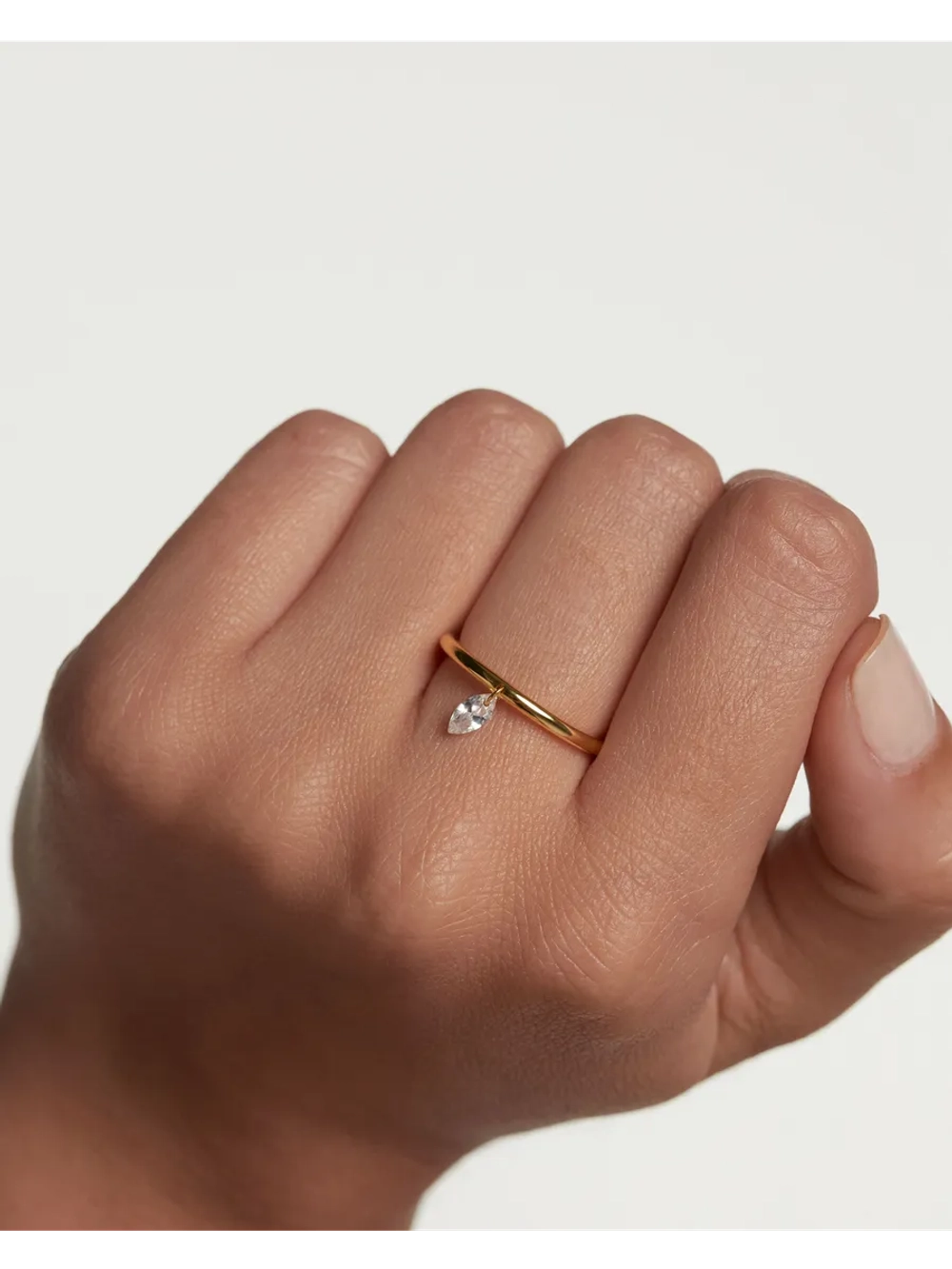 Кольцо женское PDPaola Rain Solitary серебро 925 пробы покрытое золотом 750 пробы AN01-966