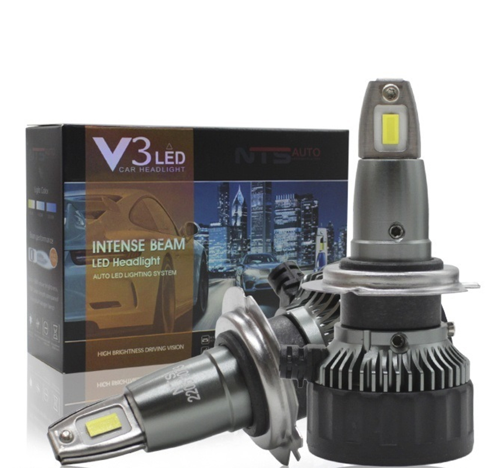Автолампа LED Н 7 к-т HeadLight  V3 (вентилятор) 60W 6500k 2750LM (как F1) V3H7