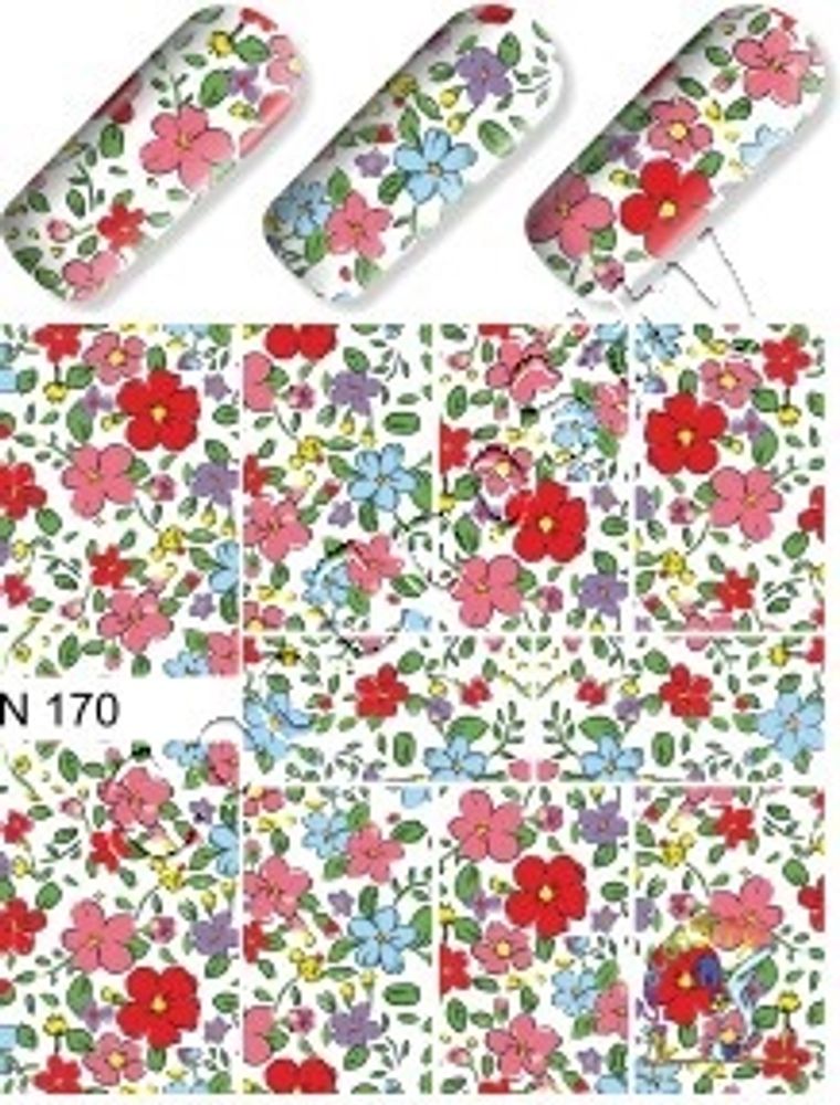 Слайдер-дизайн для ногтей Цветы N 170 p