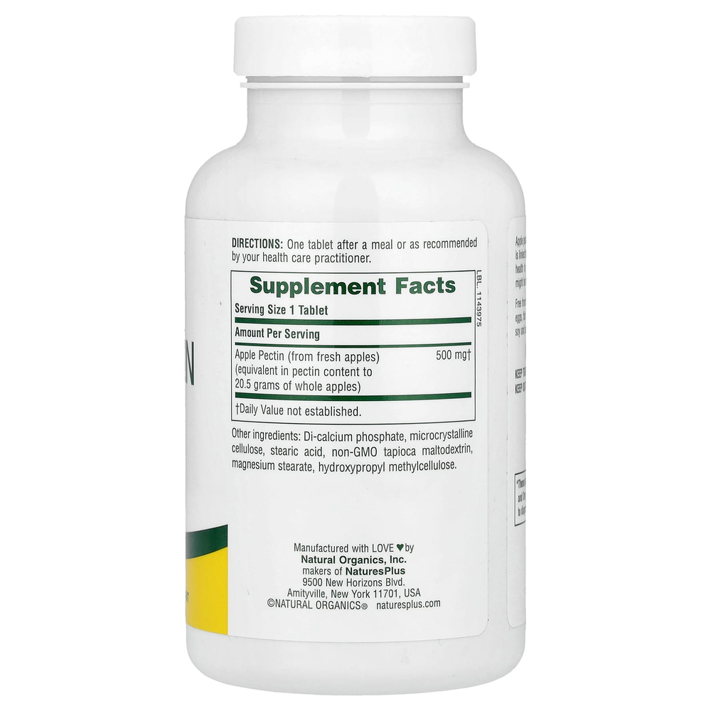 NaturesPlus, яблочный пектин, 500 мг, 180 таблеток