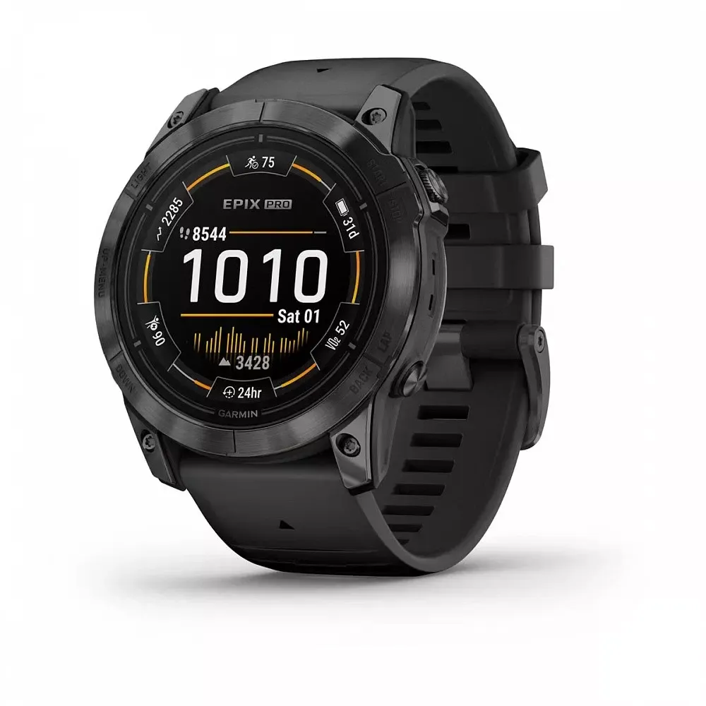 Смарт-часы Garmin Epix PRO (Gen 2) Standard Edition 51 мм, серый, черный силиконовый ремешок (010-02804-21)