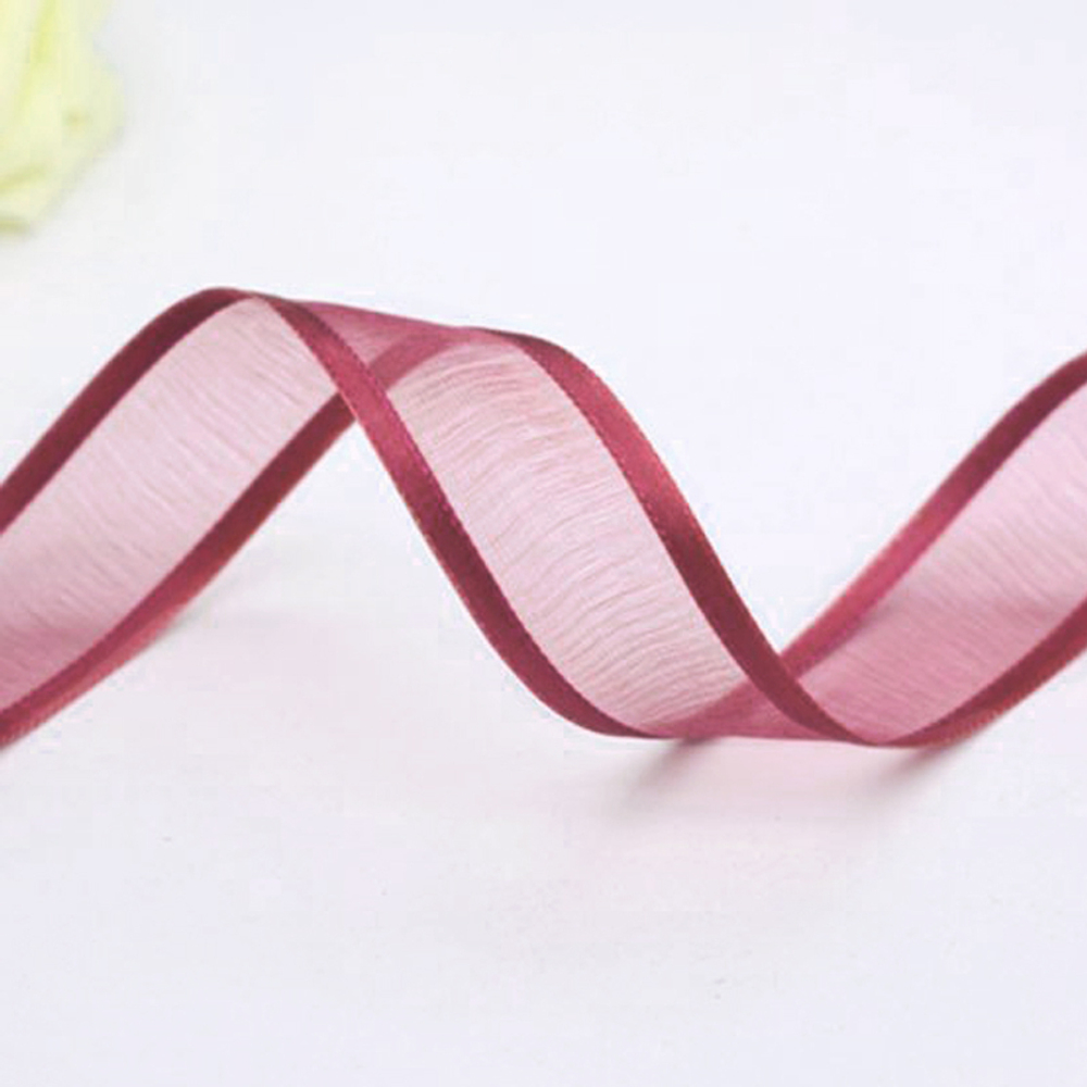 Лента половинки атлас и органза бордовый 2,5 см