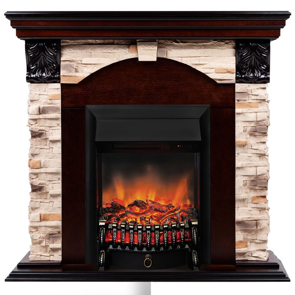 Электрокамин RealFlame Dublin Rock AO античный дуб с очагом Fobos Lux Black RC